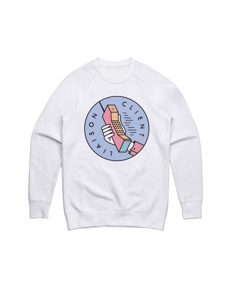 Client Liaison Phone / White Crew Sweater $8.15 Sweatshirts