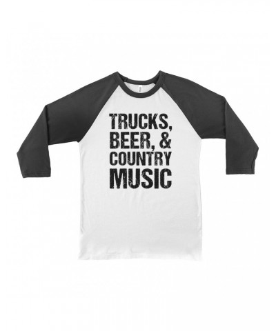 Music Life 3/4 Sleeve Baseball Tee | Trucks Beer Country Music Shirt $7.69 Shirts