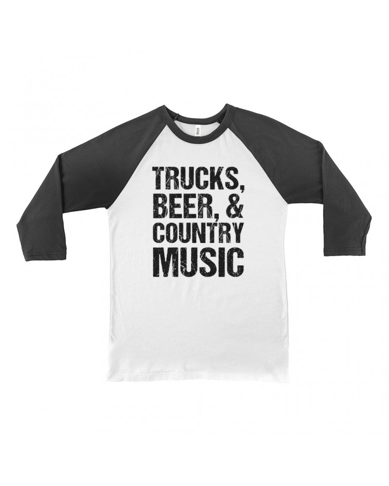 Music Life 3/4 Sleeve Baseball Tee | Trucks Beer Country Music Shirt $7.69 Shirts