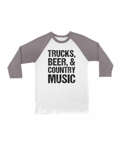 Music Life 3/4 Sleeve Baseball Tee | Trucks Beer Country Music Shirt $7.69 Shirts