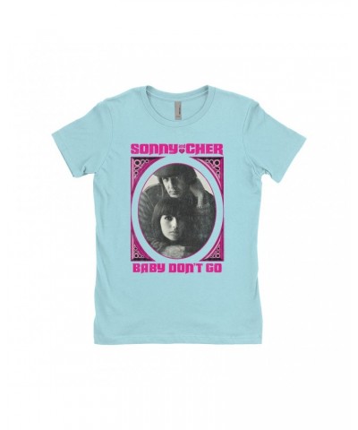 Sonny & Cher Ladies' Boyfriend T-Shirt | Baby Don't Go Pink Frame Image Distressed Shirt $11.51 Shirts