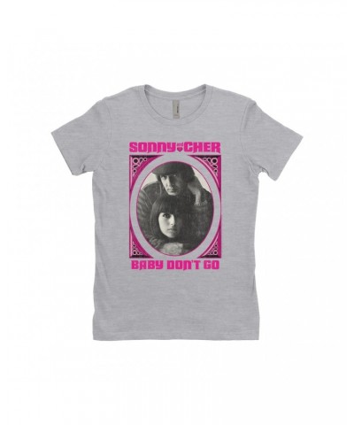 Sonny & Cher Ladies' Boyfriend T-Shirt | Baby Don't Go Pink Frame Image Distressed Shirt $11.51 Shirts