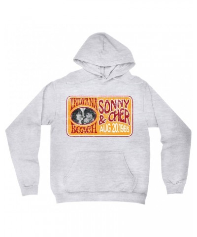 Sonny & Cher Hoodie | Indiana Beach Red And Gold Concert Banner Distressed Hoodie $7.37 Sweatshirts