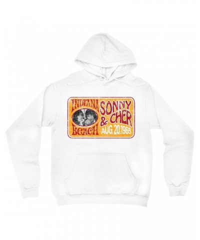 Sonny & Cher Hoodie | Indiana Beach Red And Gold Concert Banner Distressed Hoodie $7.37 Sweatshirts