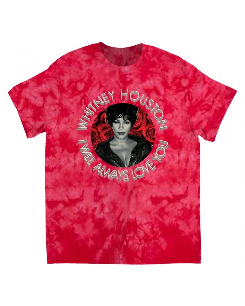 Whitney Houston T-Shirt | I Will Always Love You Roses Design Tie Dye Shirt $5.91 Shirts