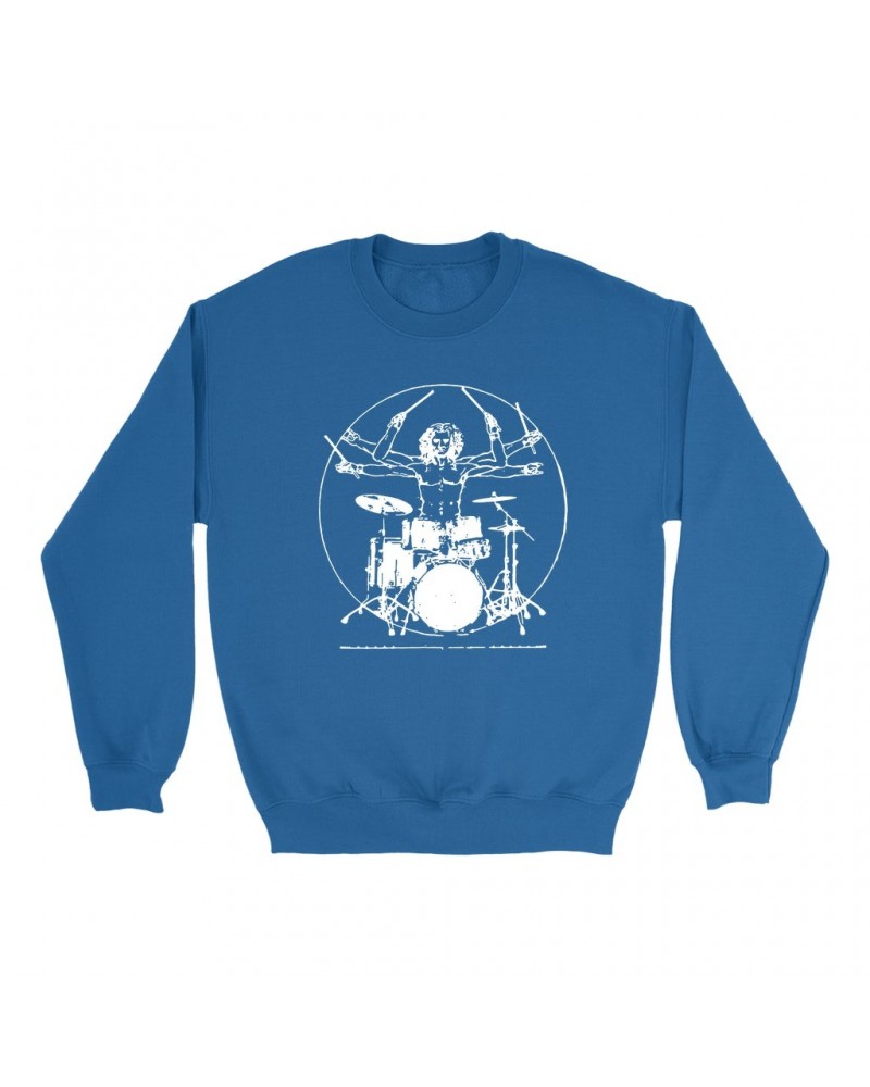 Music Life Sweatshirt | Vitruvian Drummer Sweatshirt $7.40 Sweatshirts