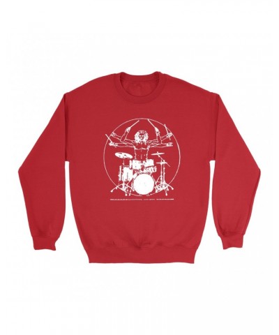 Music Life Sweatshirt | Vitruvian Drummer Sweatshirt $7.40 Sweatshirts