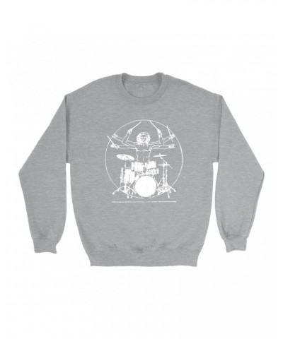 Music Life Sweatshirt | Vitruvian Drummer Sweatshirt $7.40 Sweatshirts