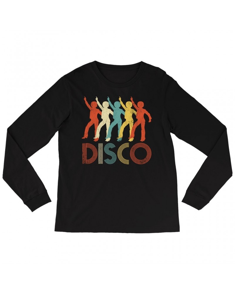 Music Life Long Sleeve Shirt | Colorful Disco Design Distressed Shirt $3.78 Shirts