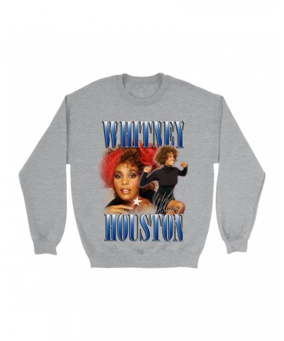 Whitney Houston Sweatshirt | Blue Collage Duo Sweatshirt $5.87 Sweatshirts