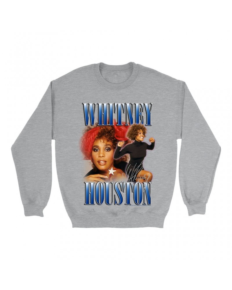 Whitney Houston Sweatshirt | Blue Collage Duo Sweatshirt $5.87 Sweatshirts