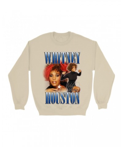 Whitney Houston Sweatshirt | Blue Collage Duo Sweatshirt $5.87 Sweatshirts