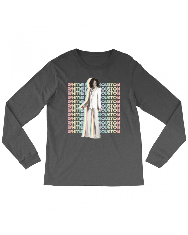 Whitney Houston Long Sleeve Shirt | Nothing But Love Pastel Rainbow Album Photo Image Shirt $9.59 Shirts