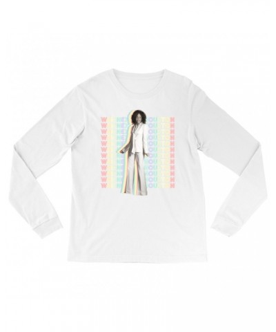 Whitney Houston Long Sleeve Shirt | Nothing But Love Pastel Rainbow Album Photo Image Shirt $9.59 Shirts