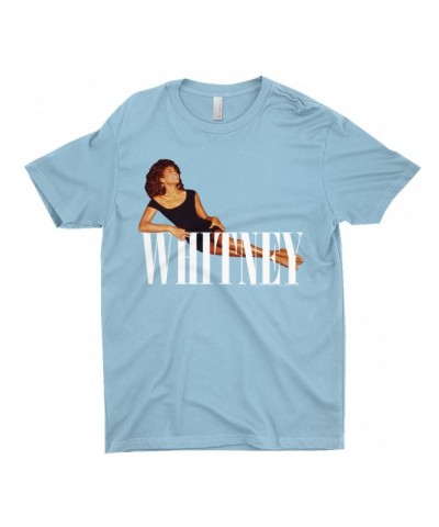 Whitney Houston T-Shirt | Whitney Laying On Logo White Shirt $12.73 Shirts