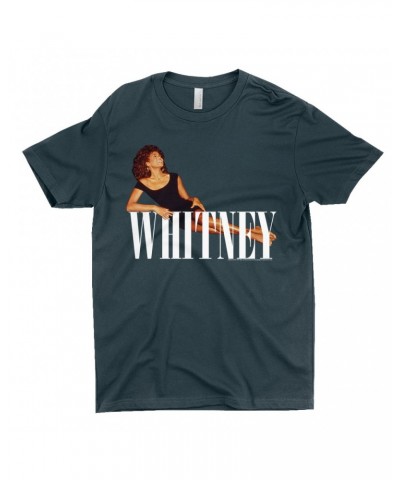 Whitney Houston T-Shirt | Whitney Laying On Logo White Shirt $12.73 Shirts