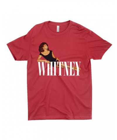 Whitney Houston T-Shirt | Whitney Laying On Logo White Shirt $12.73 Shirts