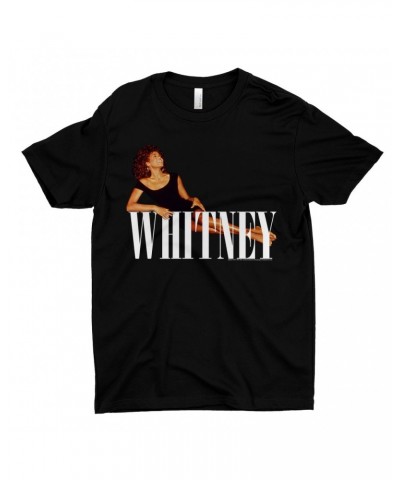 Whitney Houston T-Shirt | Whitney Laying On Logo White Shirt $12.73 Shirts