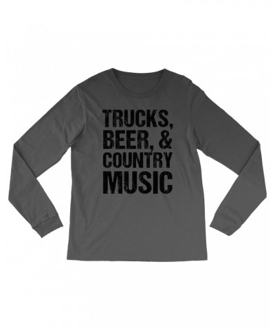 Music Life Long Sleeve Shirt | Trucks Beer Country Music Shirt $3.68 Shirts