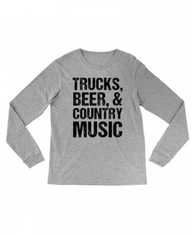 Music Life Long Sleeve Shirt | Trucks Beer Country Music Shirt $3.68 Shirts