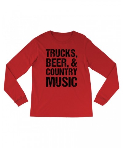 Music Life Long Sleeve Shirt | Trucks Beer Country Music Shirt $3.68 Shirts