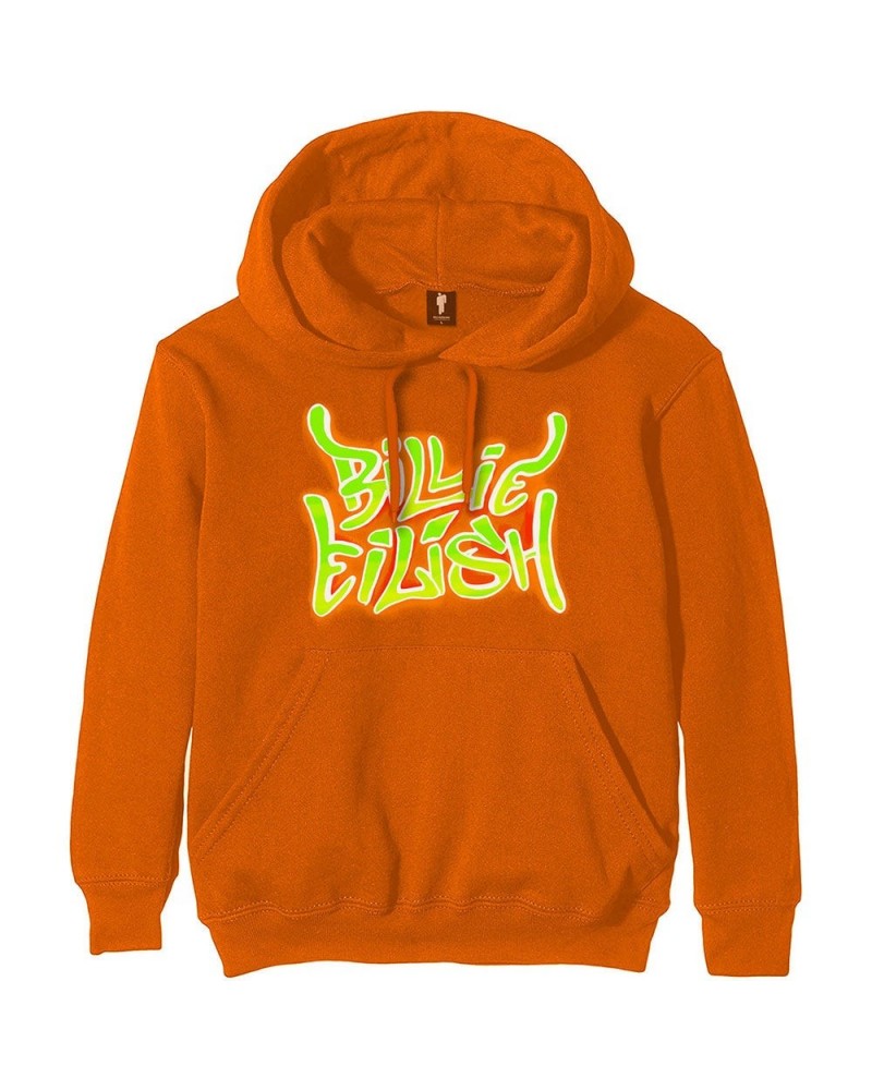 Billie Eilish Airbrush Flames Hoodie (Orange) $3.99 Sweatshirts