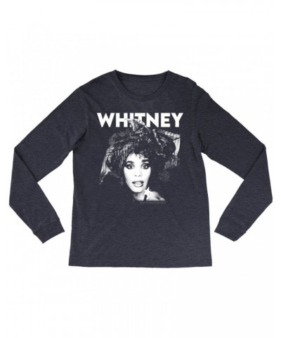 Whitney Houston Heather Long Sleeve Shirt | 1987 Photo White Whitney Design Shirt $7.69 Shirts