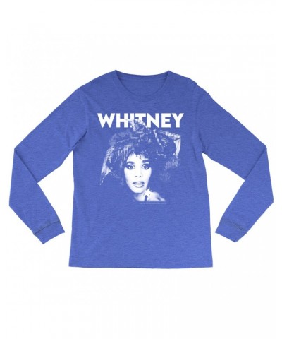 Whitney Houston Heather Long Sleeve Shirt | 1987 Photo White Whitney Design Shirt $7.69 Shirts