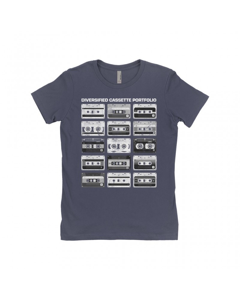 Music Life Ladies' Boyfriend T-Shirt | Diversified Cassette Portfolio Shirt $5.42 Shirts