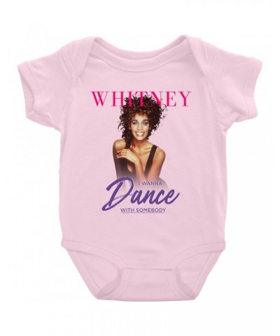 Whitney Houston Baby Short Sleeve Bodysuit | I Wanna Dance With Somebody Purple Pink Design Bodysuit $7.59 Kids