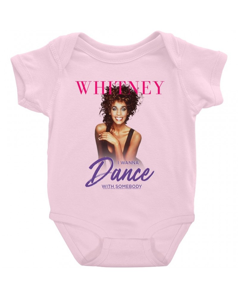 Whitney Houston Baby Short Sleeve Bodysuit | I Wanna Dance With Somebody Purple Pink Design Bodysuit $7.59 Kids