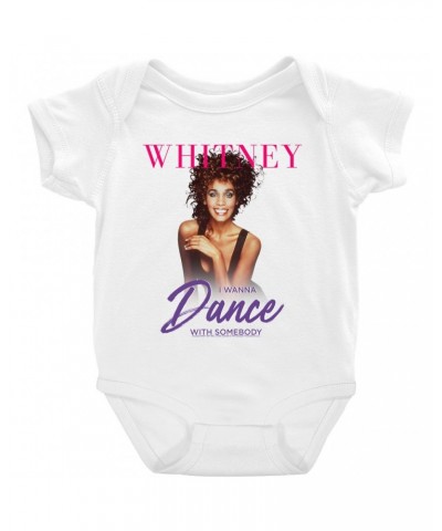 Whitney Houston Baby Short Sleeve Bodysuit | I Wanna Dance With Somebody Purple Pink Design Bodysuit $7.59 Kids