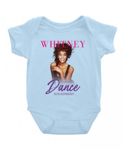 Whitney Houston Baby Short Sleeve Bodysuit | I Wanna Dance With Somebody Purple Pink Design Bodysuit $7.59 Kids