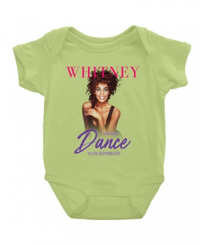 Whitney Houston Baby Short Sleeve Bodysuit | I Wanna Dance With Somebody Purple Pink Design Bodysuit $7.59 Kids