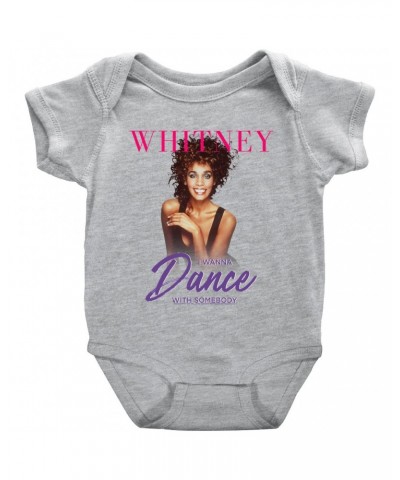 Whitney Houston Baby Short Sleeve Bodysuit | I Wanna Dance With Somebody Purple Pink Design Bodysuit $7.59 Kids